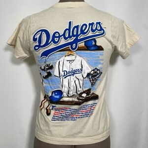 LA Dodgers MLB Mitchell & Ness Cooperstown Collection Cream Shirt Women's MEDIUM